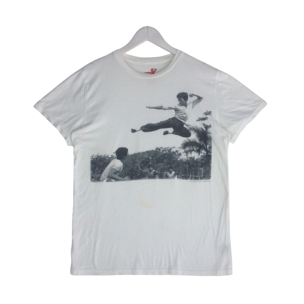Bruce Lee Graphic T-Shirt Mens Medium White Martial Arts Action Photo Tee